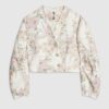 Pink Floral Cocoon Sleeve Boucle Jacket