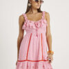 Pink floral embellished beach dress