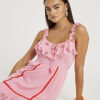 Pink floral embellished beach dress