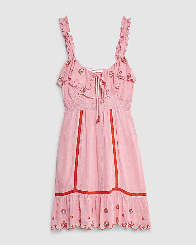 Pink floral embellished beach dress