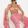 Pink floral print print bikini top