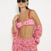Pink floral print print bikini top