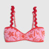 Pink floral print print bikini top