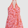 Pink Floral Print Sleeveless Playsuit