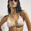 Pink Floral Print Triangle Bikini Top