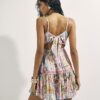 Pink Floral Shirred Mini Beach Dress