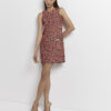 Pink floral sleeveless shift mini dress