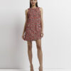 Pink floral sleeveless shift mini dress