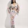 Pink Graphic Print Tie Front Beach Top