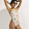 Pink Graphic Print Tie Strap Swimsuit