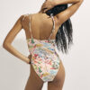 Pink Graphic Print Tie Strap Swimsuit