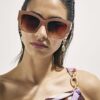 Pink Hammered Side Detail Sunglasses