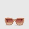 Pink Hammered Side Detail Sunglasses