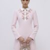 Pink Lace Trim Collared Mini Dress