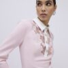 Pink Lace Trim Collared Mini Dress