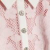 Pink Lace Trim Collared Mini Dress