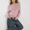 Pink Long Sleeve Bardot Jumper