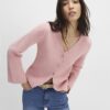 Pink Long Sleeve Button Detail Cardigan