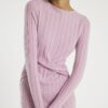 Pink Long Sleeve Cosy Twist Front Midi Dress