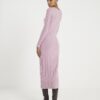 Pink Long Sleeve Cosy Twist Front Midi Dress
