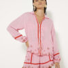 Pink Long Sleeve Embroidered Beach Shirt