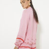 Pink Long Sleeve Embroidered Beach Shirt