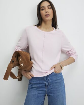 Pink Long Sleeve Knitted Top Pink Long Sleeve Knitted Top