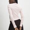 Pink Long Sleeve Ribbed Button Up Top