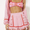 Pink Mixed Embroidered Floral Shorts