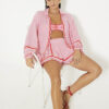 Pink Mixed Embroidered Floral Shorts