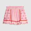 Pink Mixed Embroidered Floral Shorts