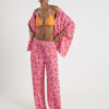 Pink Palm Printed Beach Trousers