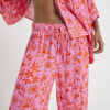 Pink Palm Printed Beach Trousers