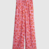 Pink Palm Printed Beach Trousers