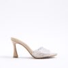 Pink Pearl Perspex Heeled Mule Sandals