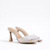 Pink Pearl Perspex Heeled Mule Sandals