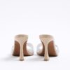 Pink Pearl Perspex Heeled Mule Sandals
