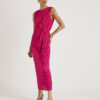 Pink Plisse Knot Side Midi Dress
