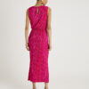 Pink Plisse Knot Side Midi Dress