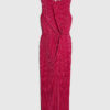 Pink Plisse Knot Side Midi Dress