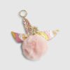Pink Pom Pom Plaited Scarf Flower Bag Charm