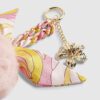Pink Pom Pom Plaited Scarf Flower Bag Charm