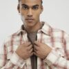 Pink Regular Fit Checked Double Pocket Shirt