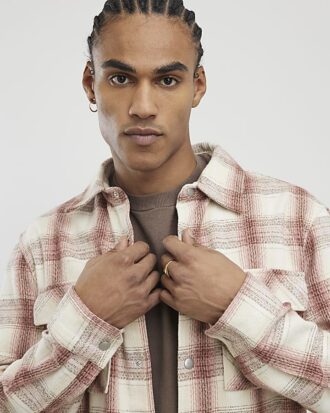 Pink Regular Fit Checked Double Pocket Shirt