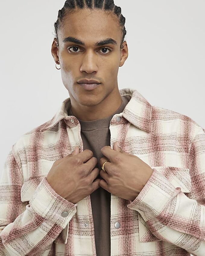 Pink Regular Fit Checked Double Pocket Shirt
