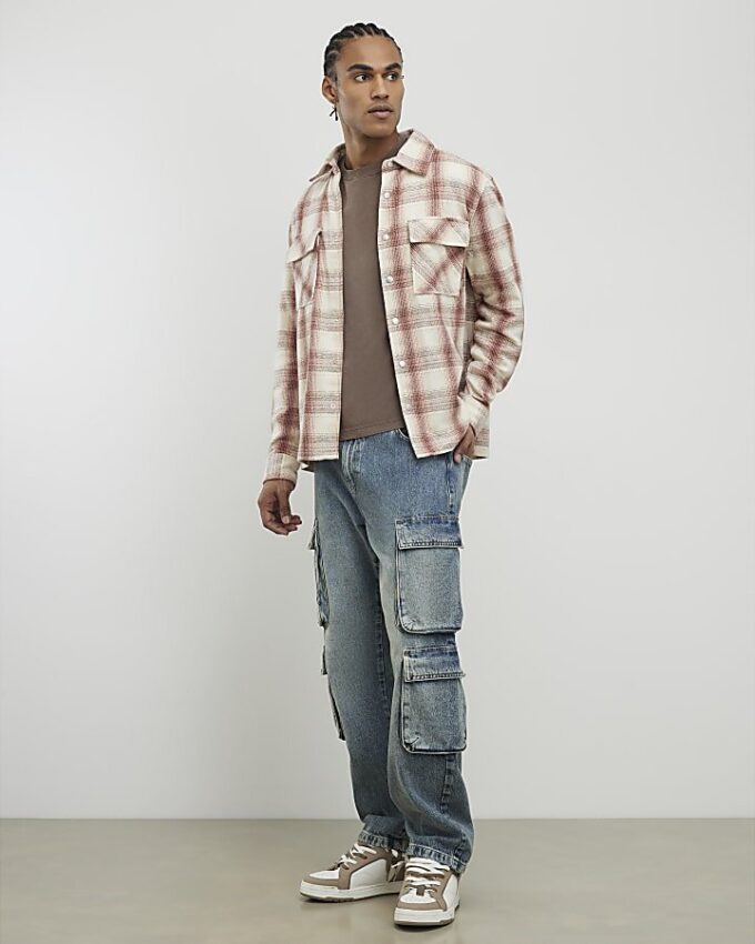 Pink Regular Fit Checked Double Pocket Shirt