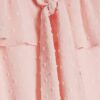 Pink Ruffle Tie Neck Blouse