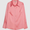 Pink Satin Long Sleeve Slim Fit Shirt