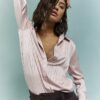Pink Satin Stripe Blouse