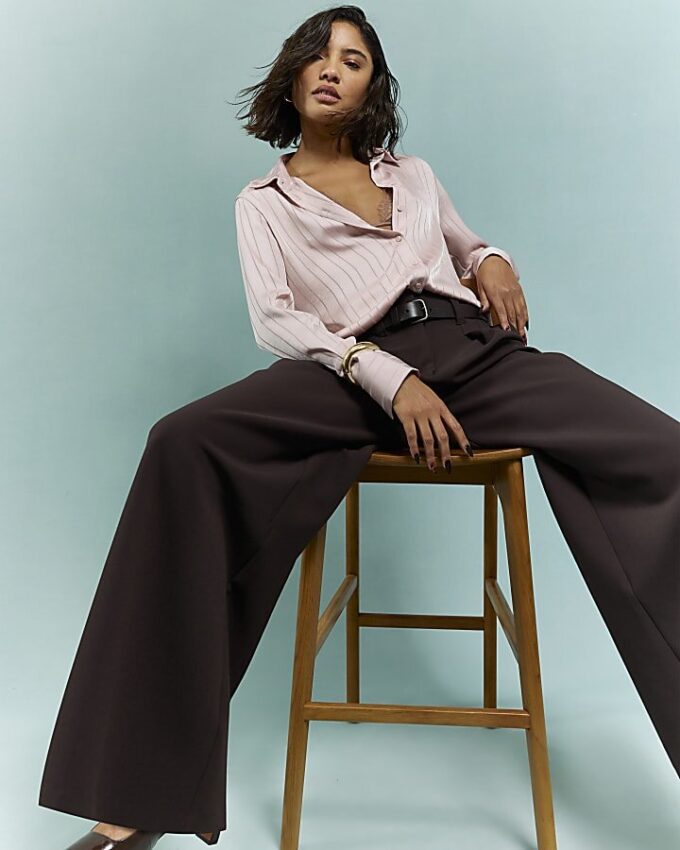 Pink Satin Stripe Blouse